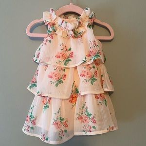 Floral pink tiered dress